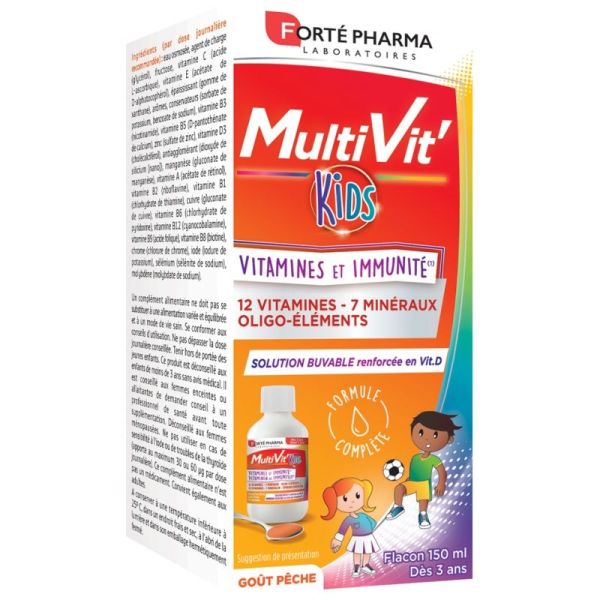 Forté Pharma MultiVit'Kids Vitamines et Immunité Sirop 150 ml