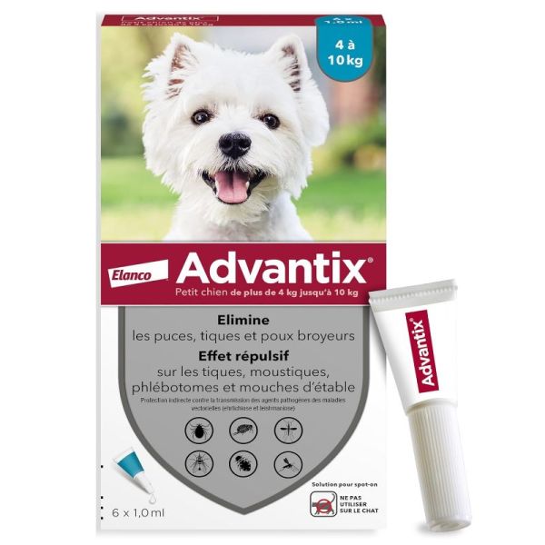 Elanco Advantix petit chien 4-10kg 4 pipettes