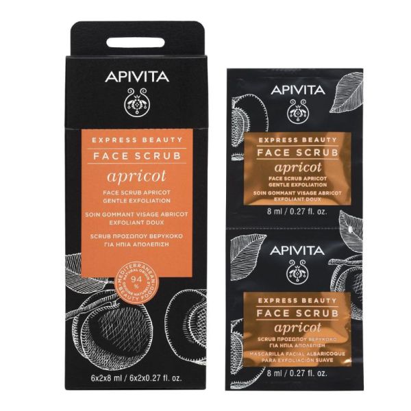 Apivita gommage visage exfoliation douce à l'abricot 2 x 8 ml