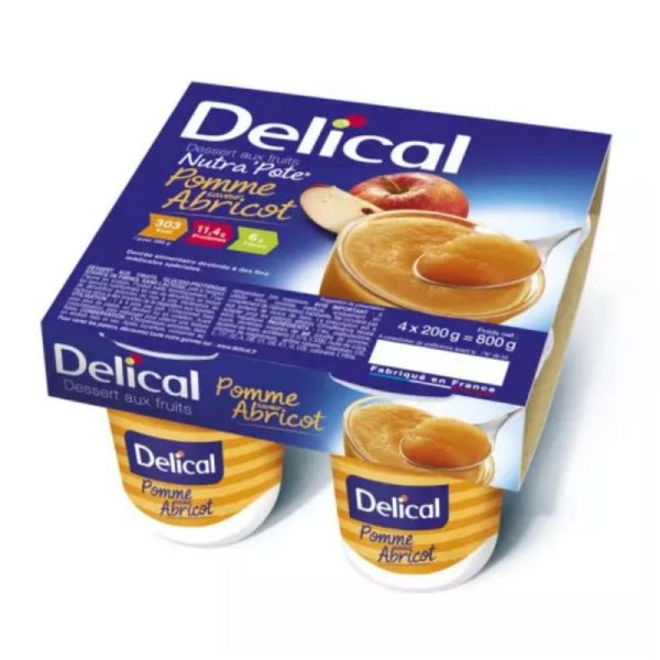 Delical dessert aux fruits Nutra'Pote pomme abricot 4x200g