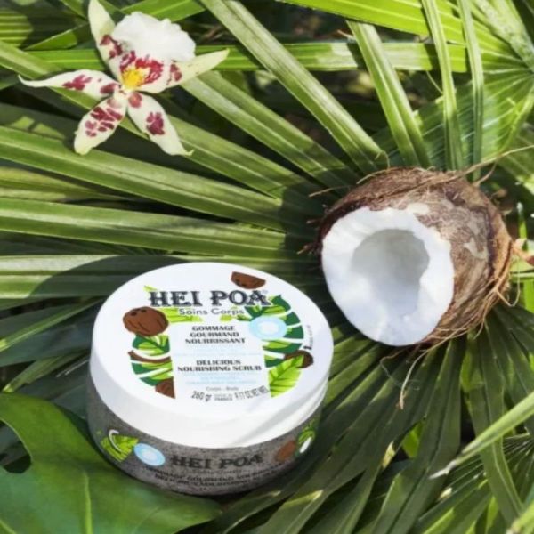 Hei Poa soins corps gommage gourmand nourrissant à l'huile de Coco Bio 260g