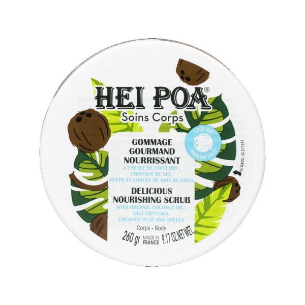 Hei Poa soins corps gommage gourmand nourrissant à l'huile de Coco Bio 260g