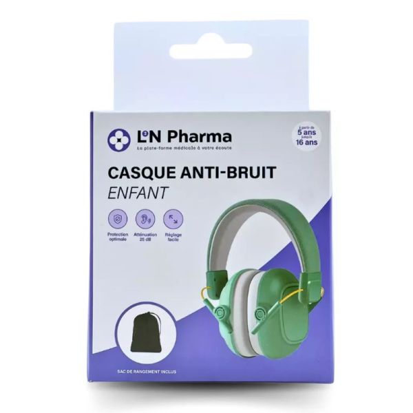 L2N casque enfant réducteur de bruits 5-16 ans Vert