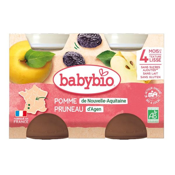 Babybio Pomme de Nouvelle-Aquitaine Pruneau d'Agen 2 x 130 g