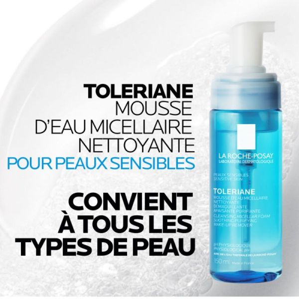Roche Posay Tolériane mousse d'eau micellaire nettoyante démaquillante 150ml