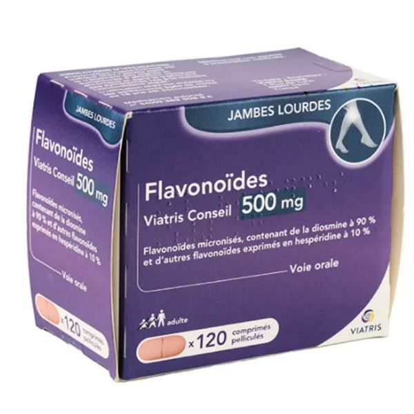 Viatris Flavonoïdes 500mg jambes lourdes 120 comprimés