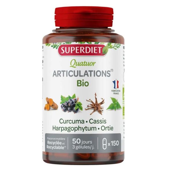 Superdiet Quatuor articulations curcuma bio 150 gélules