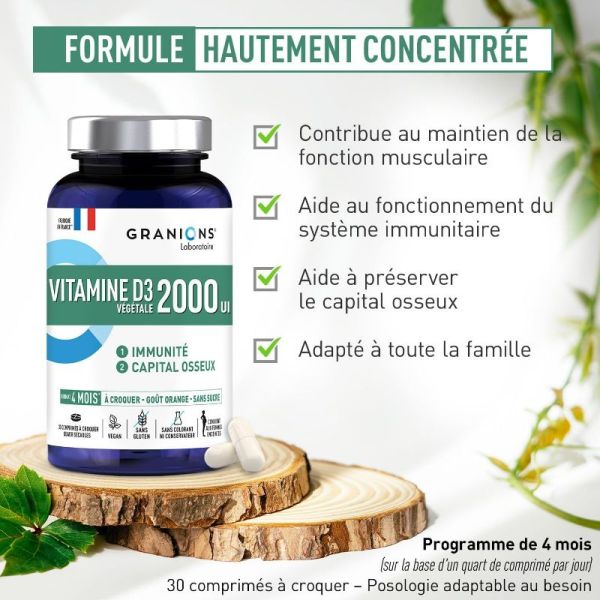 Granions Vitamine D3 2000 UI 30 comprimés à croquer