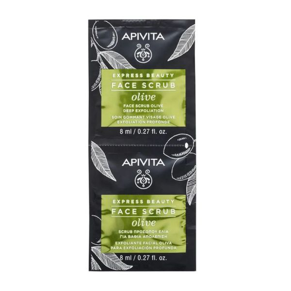 Apivita express beauty gommage visage exfoliation profonde à l'olive 2x8ml
