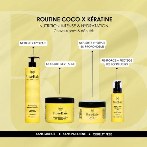 RoseBaie shampoing coco & kératine nutrition & hydratation 500ml