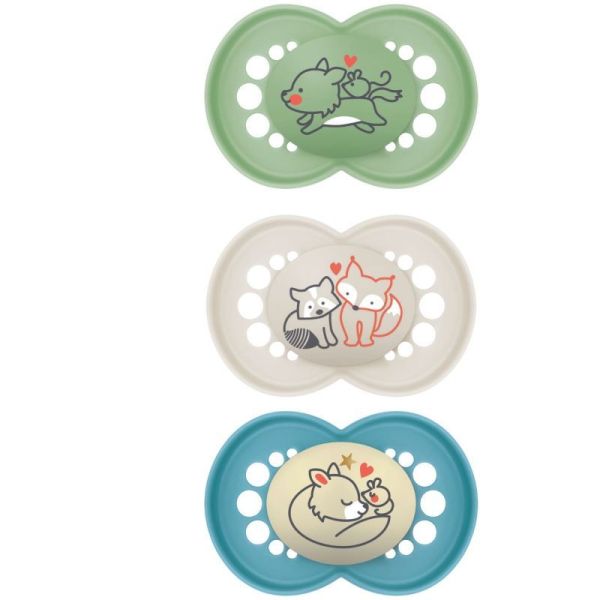 Mam original sucette silicone + 18 mois bleu boîte de 3