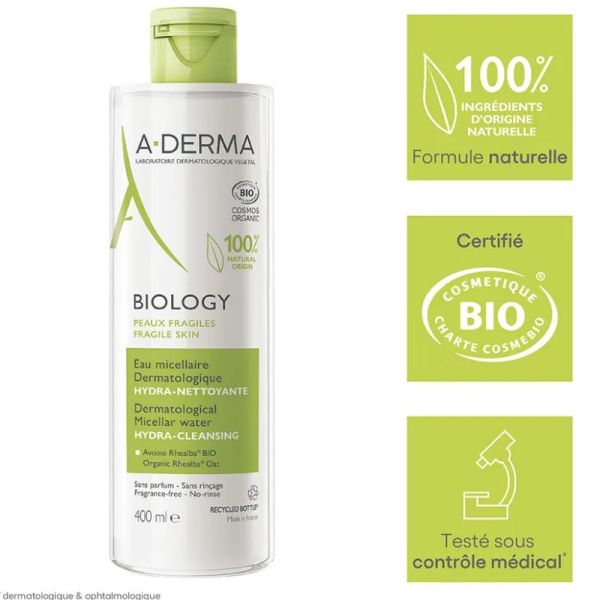 A-Derma Biology eau micellaire dermatologique bio 400ml