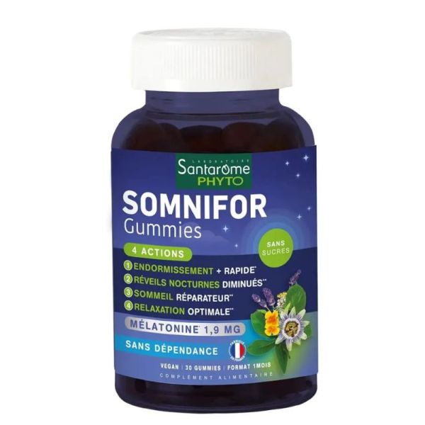 Santarome Somnifor Mélatonine 1,9mg 4 actions 30 gummies