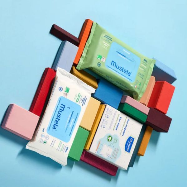 Mustela Lingettes nettoyantes compostables sans parfum 60 lingettes