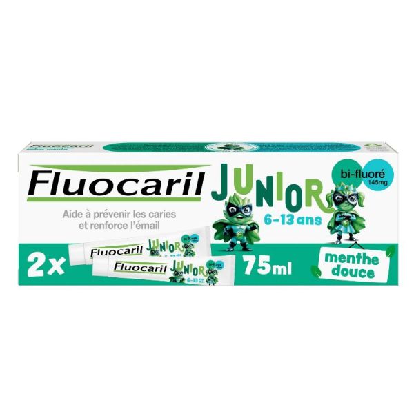 Fluocaril dentifrice Junior 6-13 ans menthe douce 2x75ml
