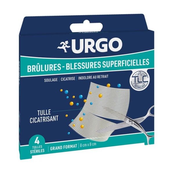 Urgo brûlures et blessures superficielles 4 tulles stériles