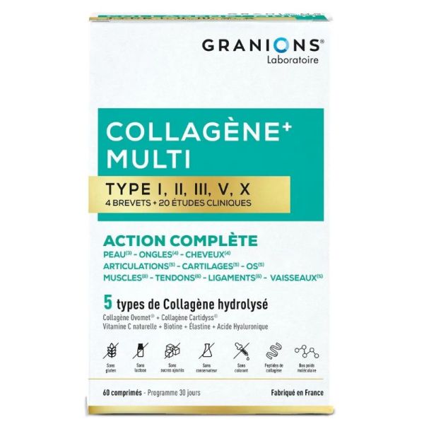 Granions Collagène + Multi Type I, II, III, V, X 60 Comprimés Sécables