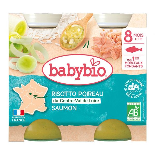 Babybio Risotto Poireau du Centre-Val de Loire Saumon 2 X 200 g