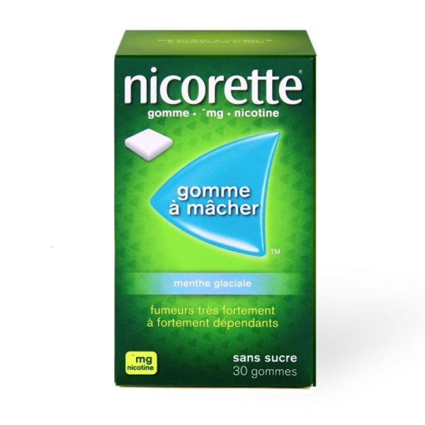 Nicorette 2mg gomme menthe glaciale 30 gommes à mâcher