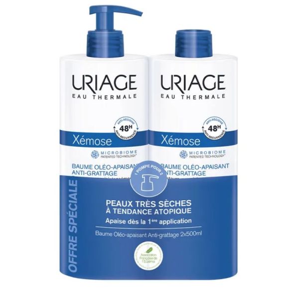 Uriage Xémose Baume Oleo Apaisant anti grattage sècheresses sévères peaux 2x500ml