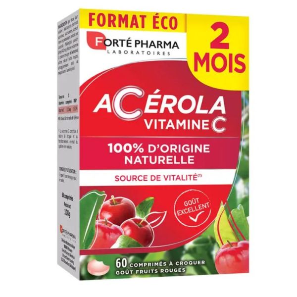 Forté Pharma acérola riche en vitamine c naturelle 60 comprimés à croquer