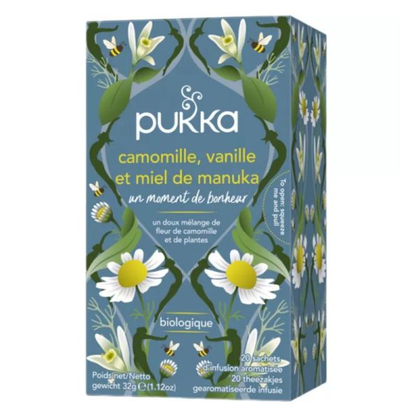 Pukka Bio Camomille, Vanille et Miel de Manuka Tisane relax 20 sachets