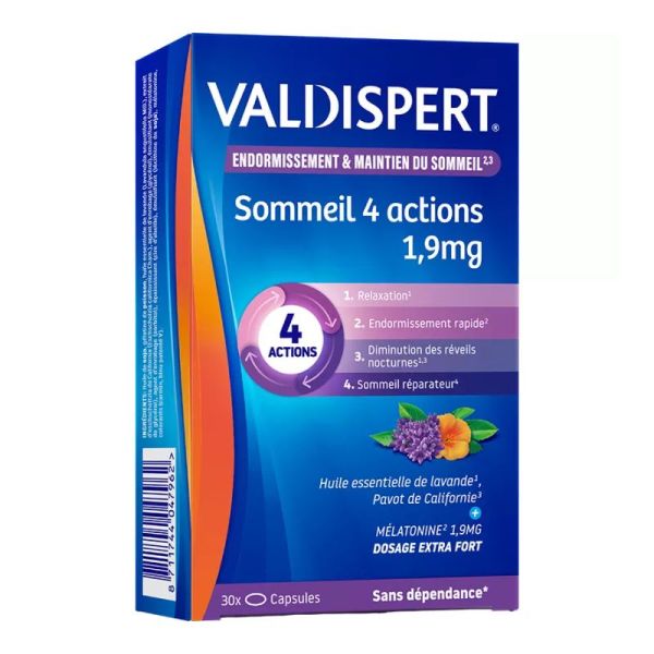 Valdispert Mélatonine 1,9mg 4 actions 30 comprimés
