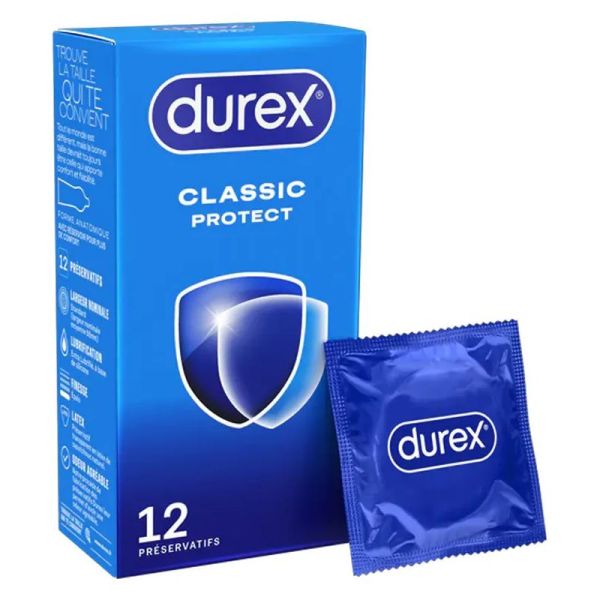 Durex Classic Protect 12 préservatifs forme anatomique épaisseur renforcée