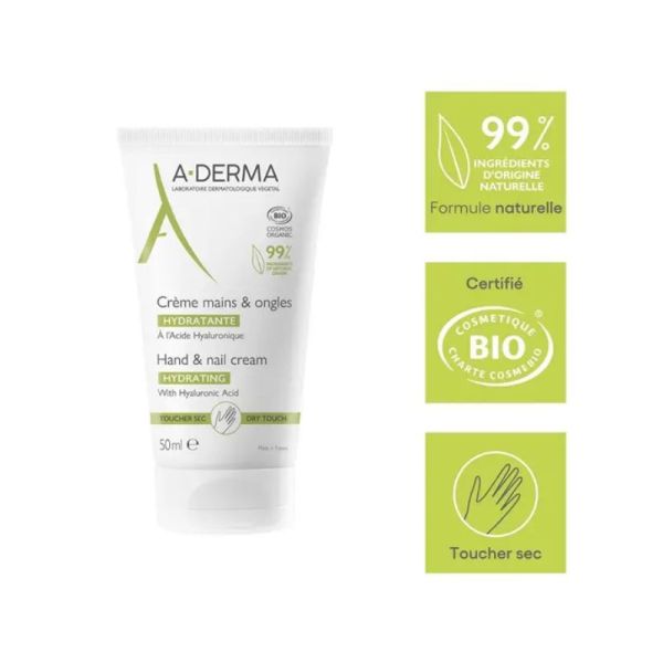 A-Derma crème mains et ongles hydratante bio 50ml