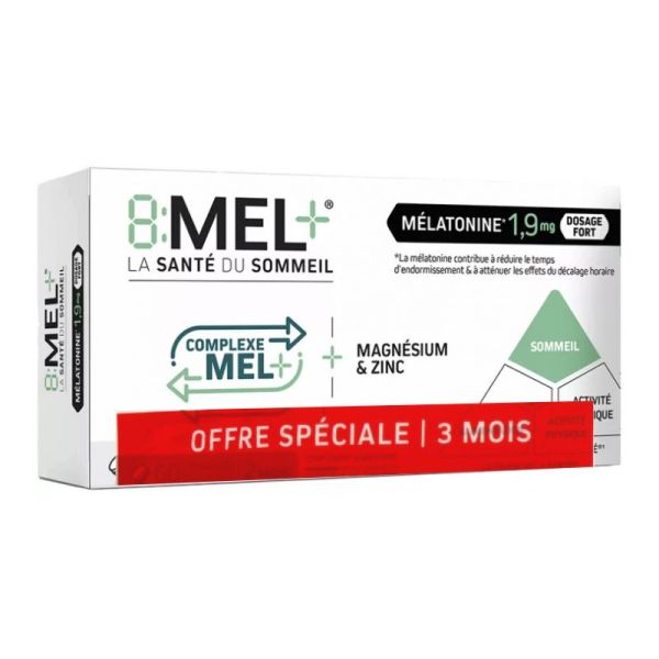 8Mel+ Mélatonine 1,9 mg 90 comprimés bi-couches