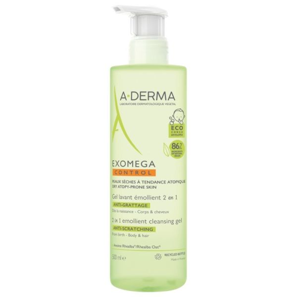 Exomega Control Gel Lavant Émollient 2en1 Anti-Grattage 500 m