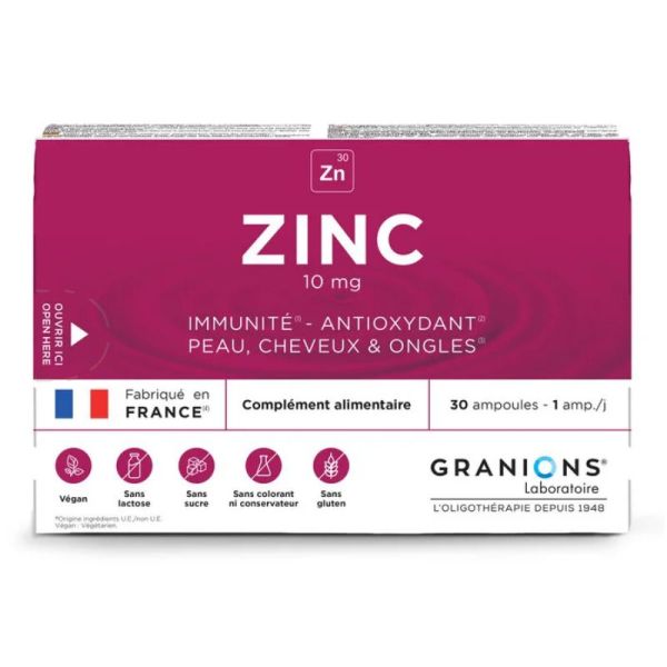 Granions Zinc Oligoéléments 30 ampoules buvables