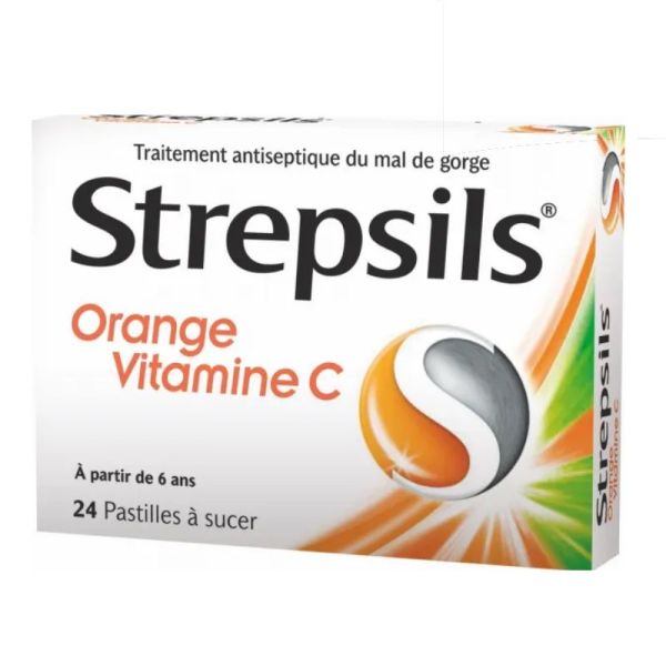 Strepsils orange vitamine C 24 pastilles à sucer