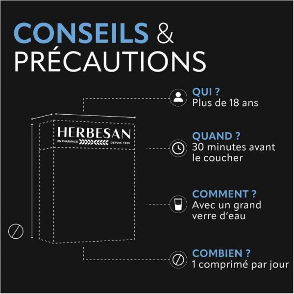 Herbesan Sommeil Libération Prolongée 8H 30 comprimés