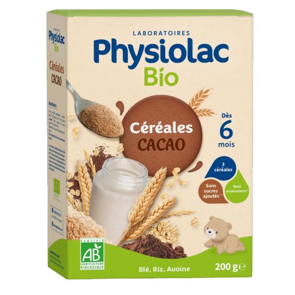 Physiolac céréales bébé Cacao Bio 200g