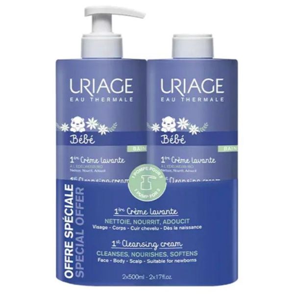 Uriage Bébé 1ère Crème Lavante Lot de 2 x 500 ml