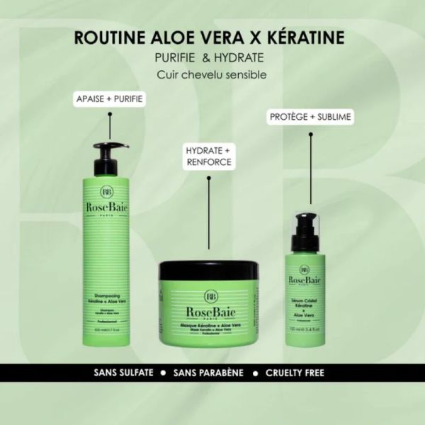 Rosebaie masque Aloe vera & kératine purification & hydratation 500ml