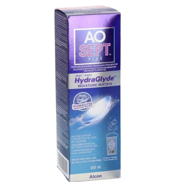 AOSEPT Plus avec hydraglyde + 1 étui à lentilles 360ml