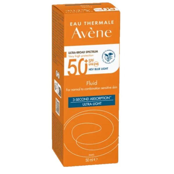 Avène solaire fluide visage SPF50+ peaux sensibles normales à mixtes 50ml