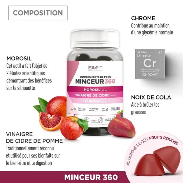 Eafit Minceur 360  Morosil, vinaigre de cidre de pomme 40 gummies