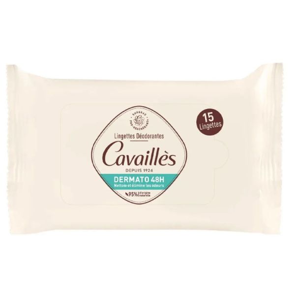 Cavaillès lingettes déodorantes 15 lingettes