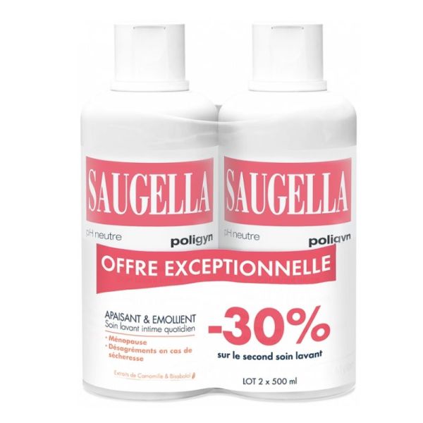 Saugella Poligyn Soin Lavant Intime Lot de 2 x 500 ml