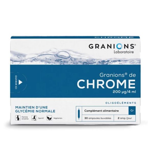 Granions Chrome  Oligoéléments 200 µg 30 Ampoules