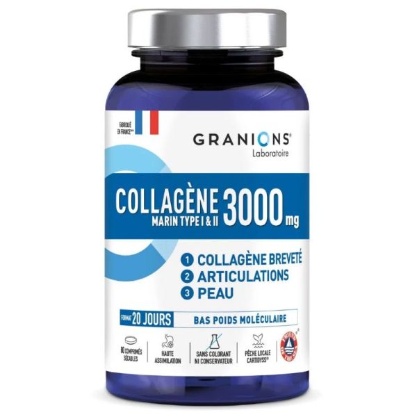 Granions Collagène Marin Type I et II 3000 mg 80 Comprimés