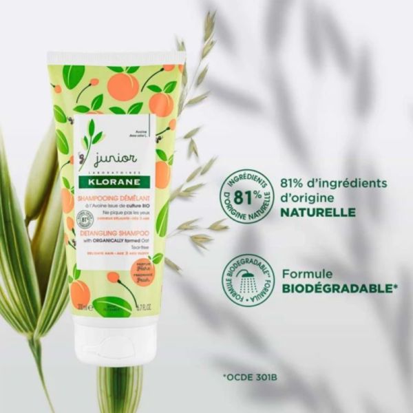 Klorane shampoing démêlant bébé parfum pêche 200ml