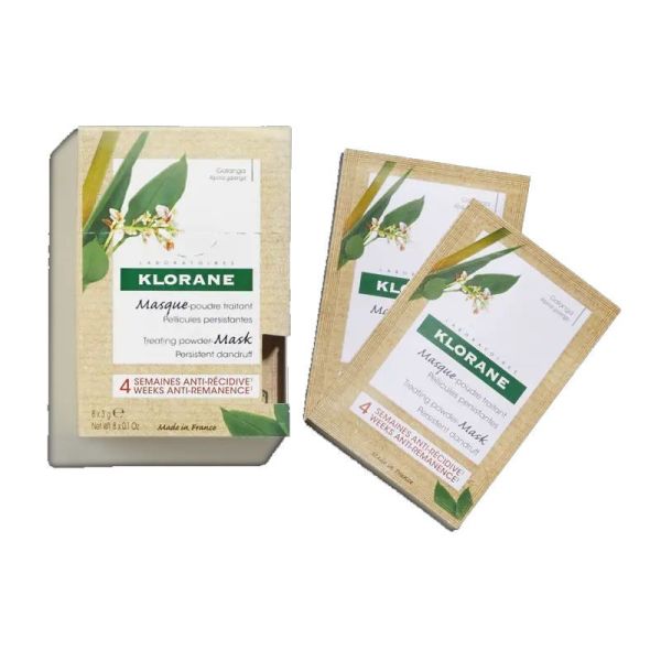 Klorane Masque poudre traitant au Galanga pellicules persistantes 8 sachets