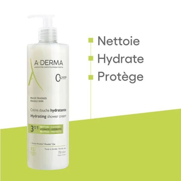 A-Derma Les Indispensables crème douche hydratante 3 en1 750ml