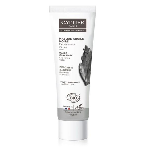 Cattier masque Argile Noire tous types de Peaux Bio 100 ml