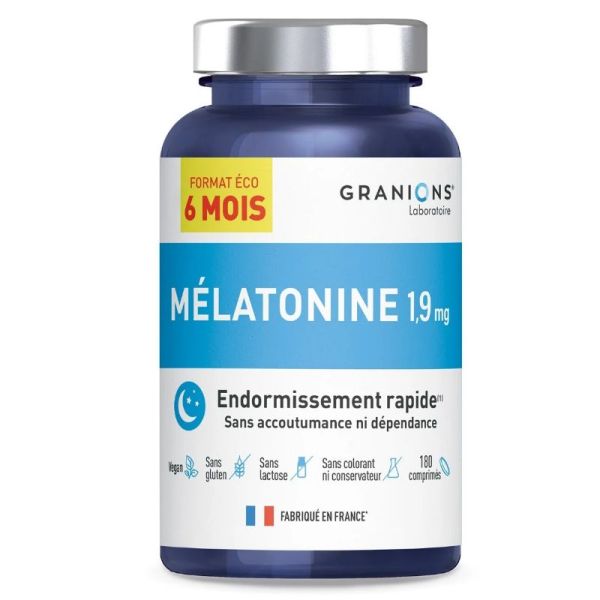 Granions Mélatonine 1,9 mg format 6 mois 180 comprimés
