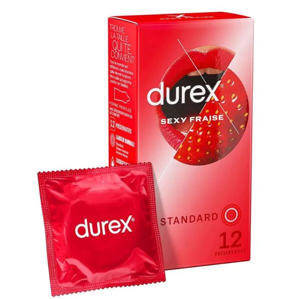 Sexy Fraise 12 préservatifs extra-lubrifiés dtandard